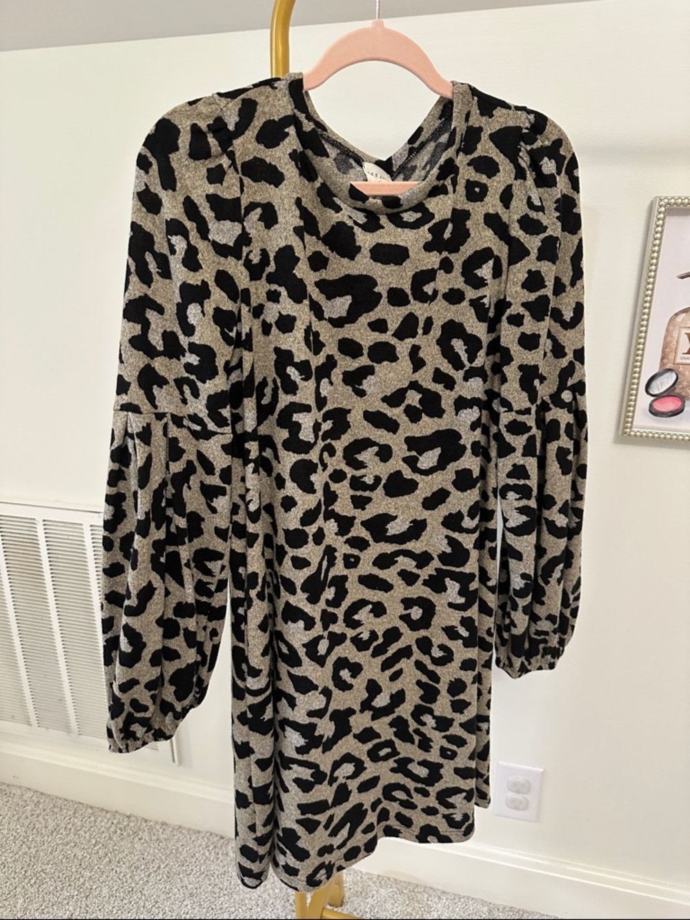 1.4.3. Story by Line Up Black and Taupe Leopard Print Long Sleeve Dress